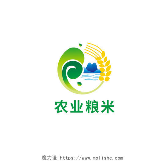 绿色卡通风农业粮米农业logo